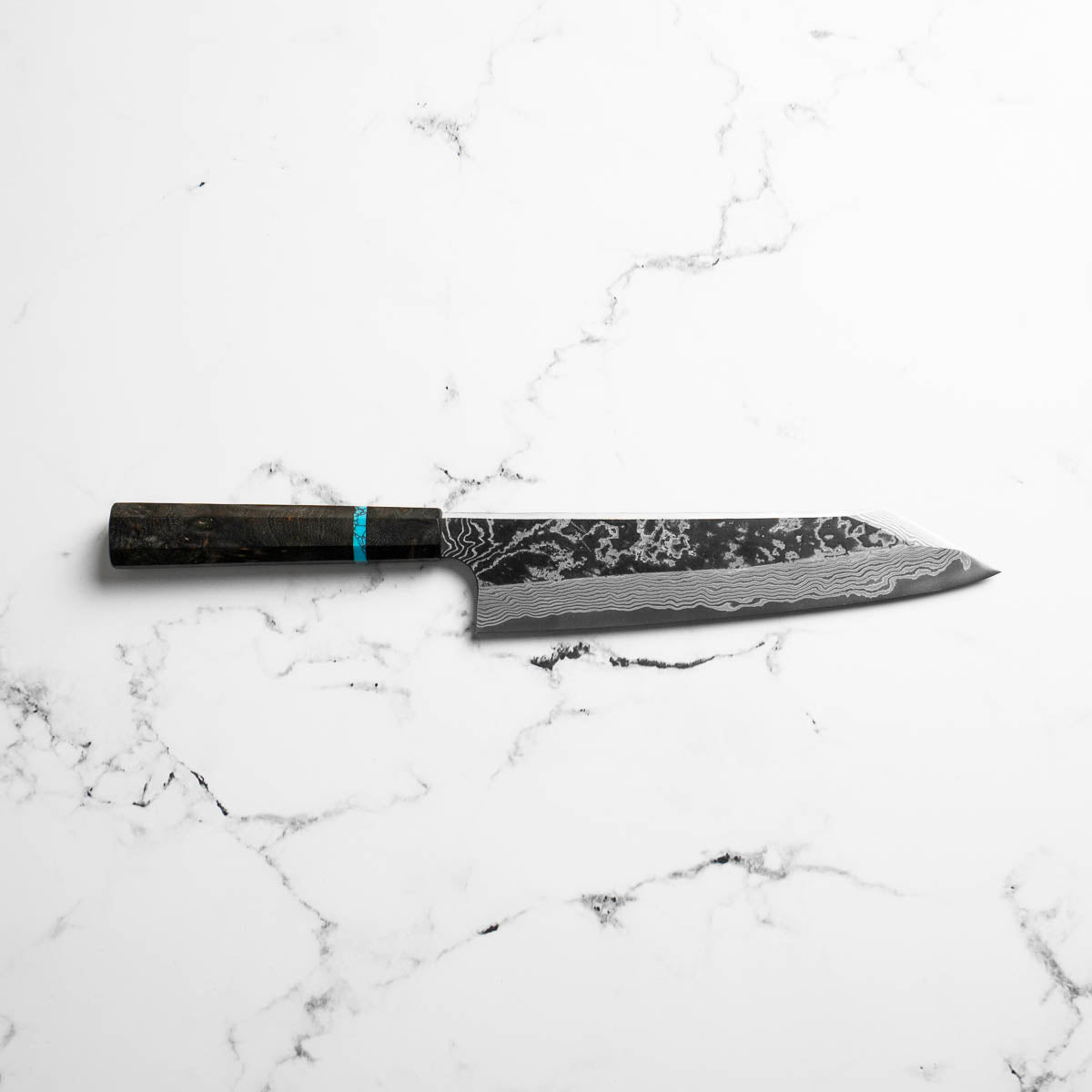Hatsukokoro SLD Kurouchi Damascus Kiritsuke Gyuto 240 - Maple Turquoise
