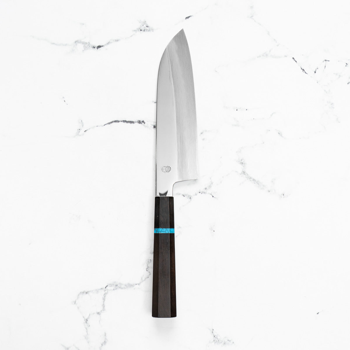Sakai Kikumori "Choyo" Blue 1 Santoku 180mm - Ebony Turquoise