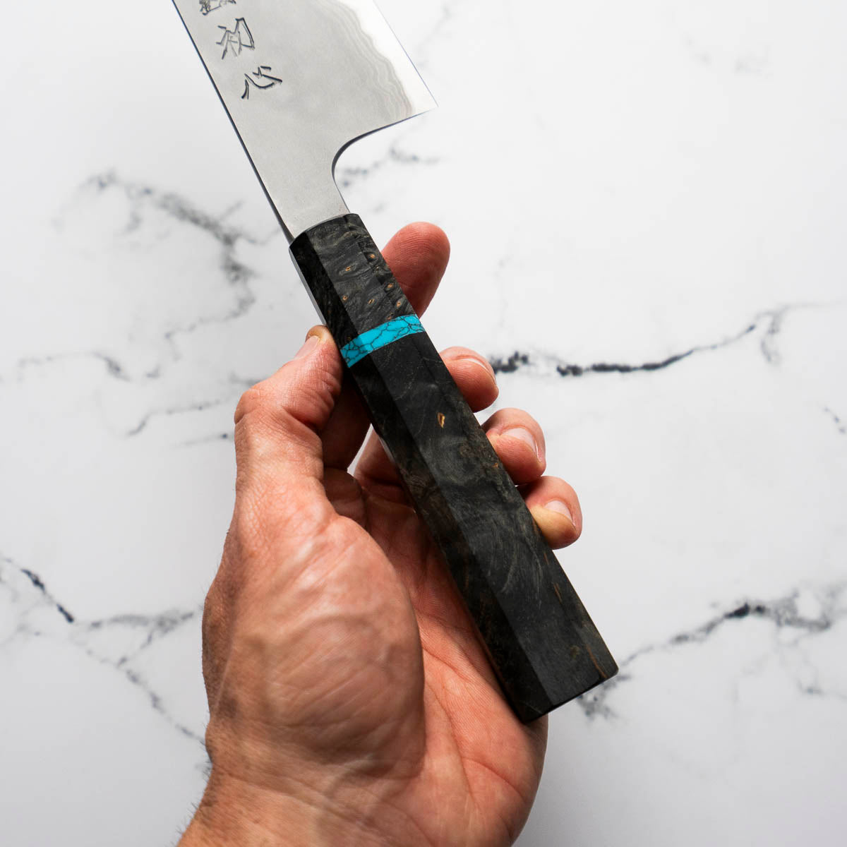 Hatsukokoro Blue 1 Damascus Gyuto 210mm - Turquoise
