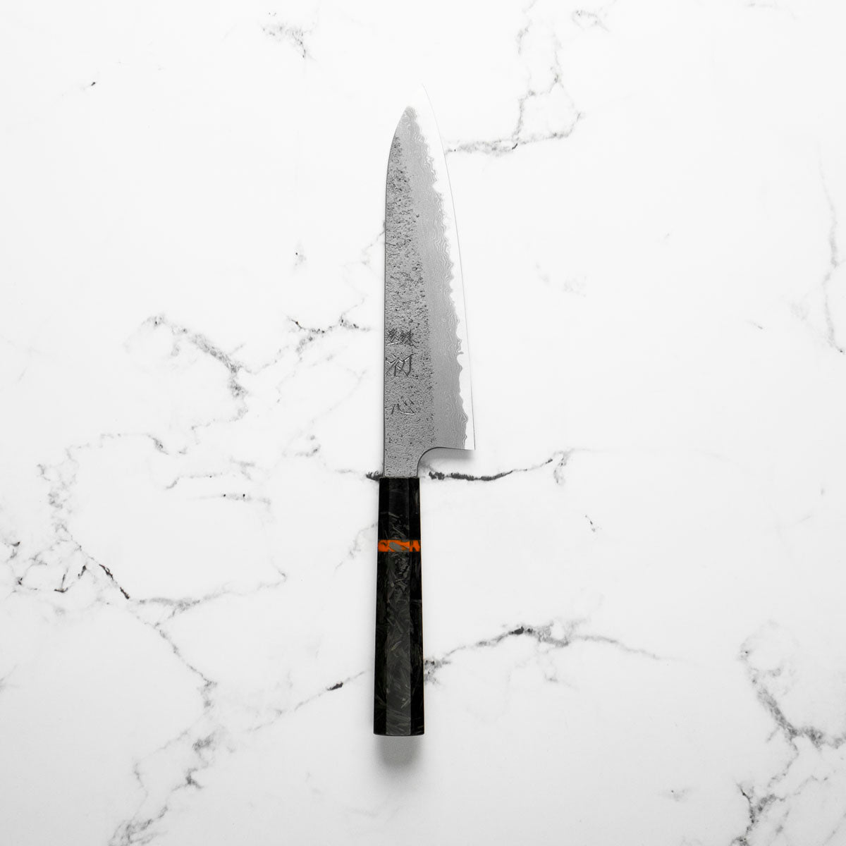 Hatsukokoro Ryusui Blue 2 Damascus Gyuto 210mm - Carbon Fibre