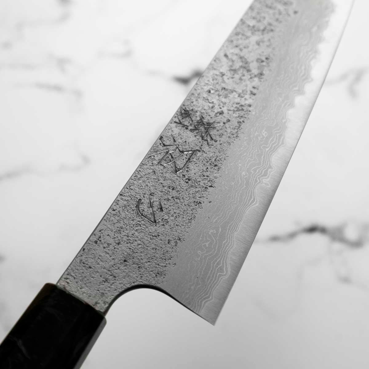 Hatsukokoro Ryusui Blue 2 Damascus Gyuto 210mm - Carbon Fibre