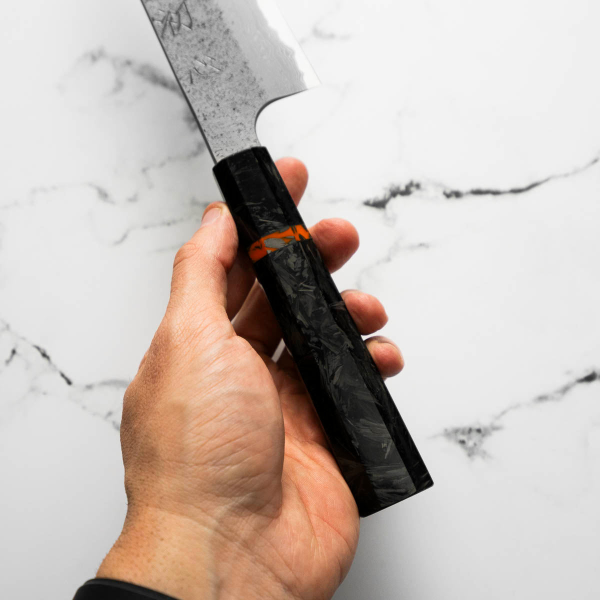 Hatsukokoro Ryusui Blue 2 Damascus Gyuto 210mm - Carbon Fibre