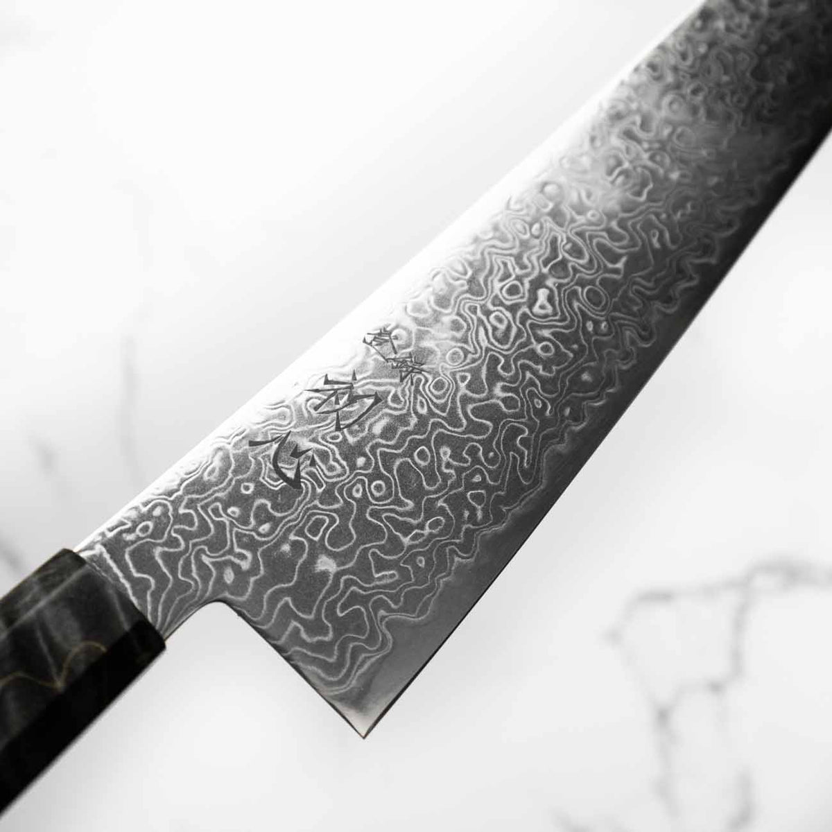 Hatsukokoro Ryuhyo SG2 Damascus Kiritsuke Gyuto 210mm - Dark Maple