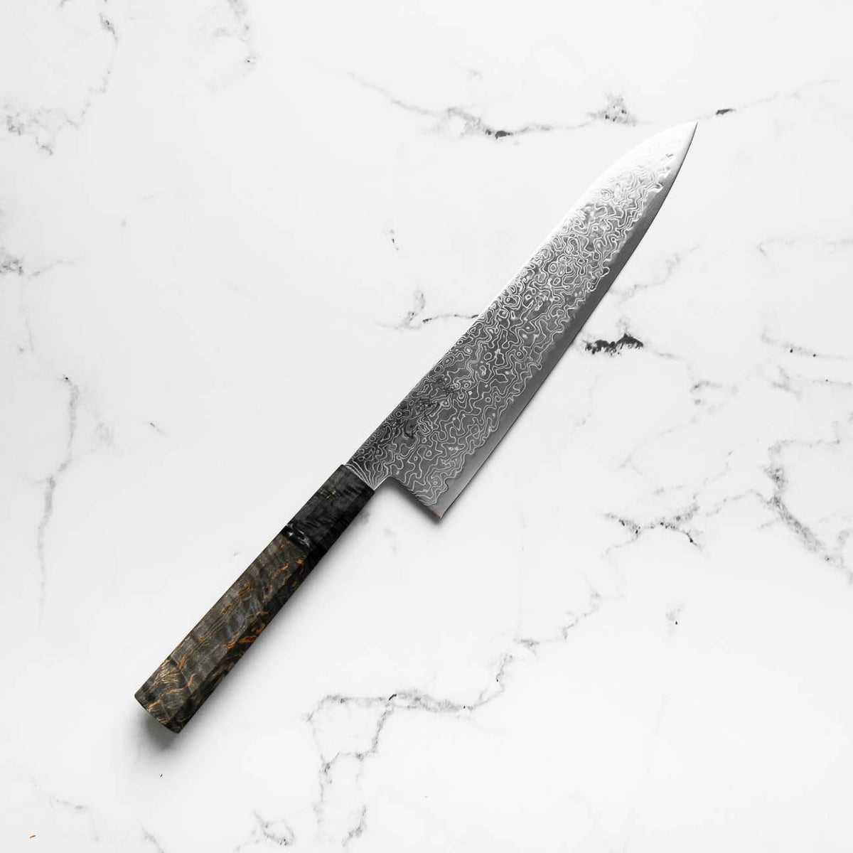 Hatsukokoro Ryuhyo SG2 Damascus Gyuto 210mm - Dark Maple