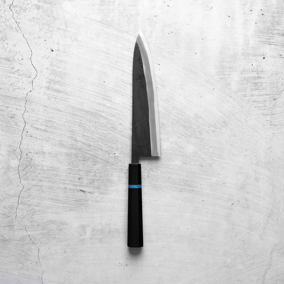 Seido "Kuro" x Tadafusa White 2 Kurouchi Gyuto 210mm - Ebony & Turquoise