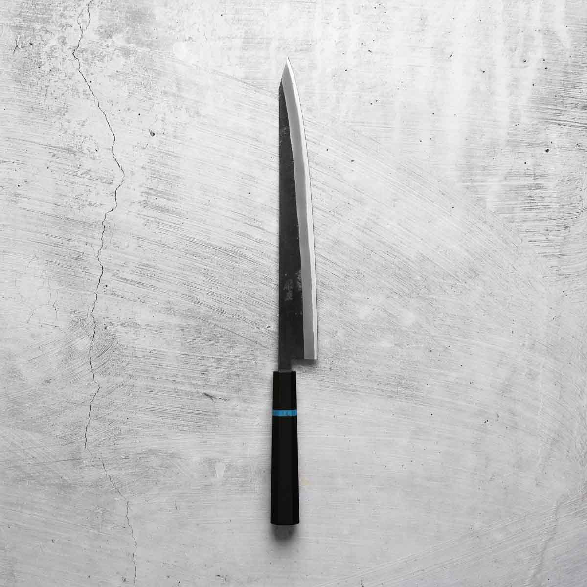 Seido "Kuro" x Tadafusa White 2 Kurouchi Sujihiki 270mm - Ebony & Turquoise