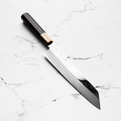 Nakagawa x Sakai Kikumori SG2 Mirror Kiritsuke Gyuto 210mm - Ebony and Blonde