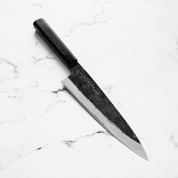 Morihei Kyomitsu Blue 2 Kurouchi Gyuto 210mm - Mono Ebony
