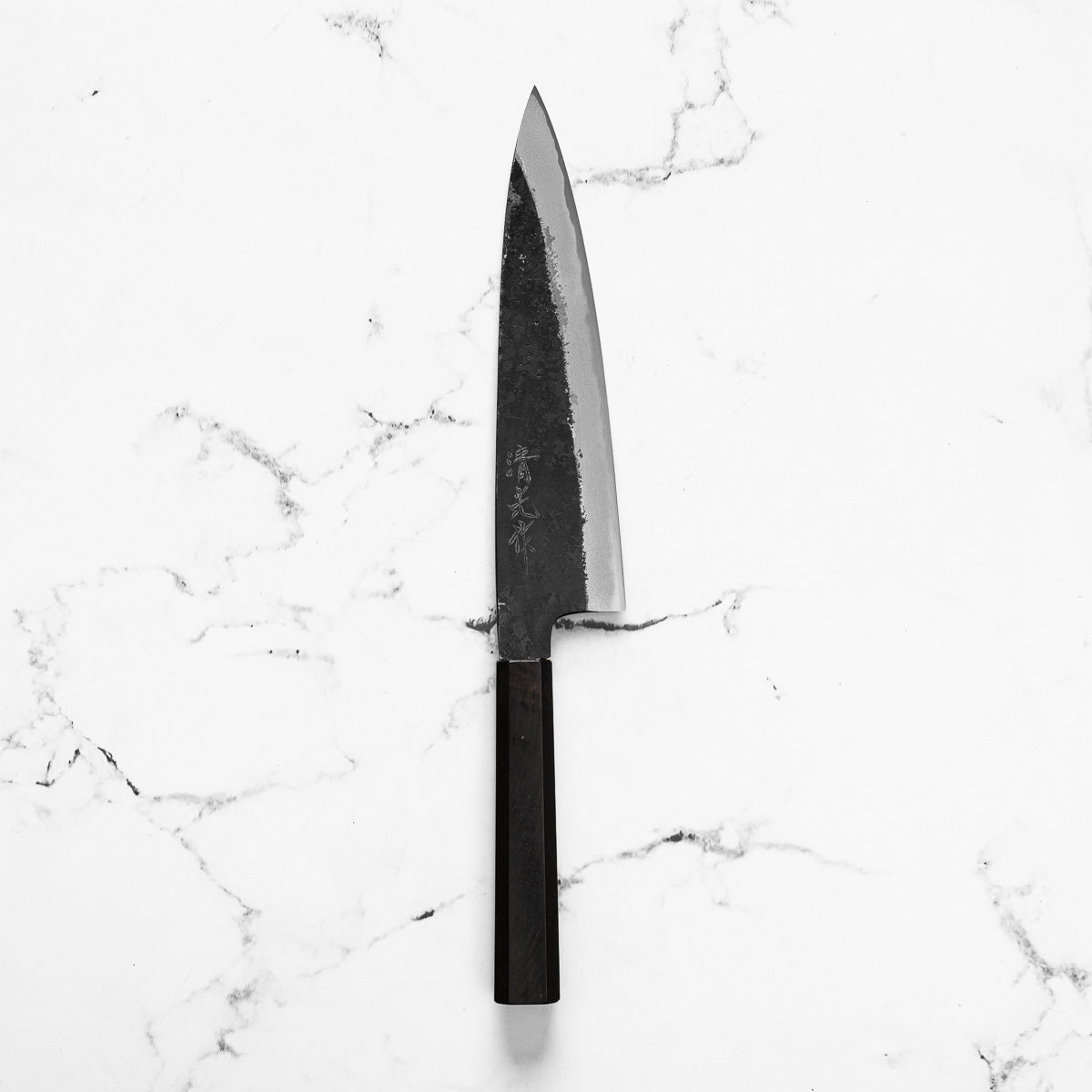 Morihei Kyomitsu Blue 2 Kurouchi Gyuto 210mm - Mono Ebony