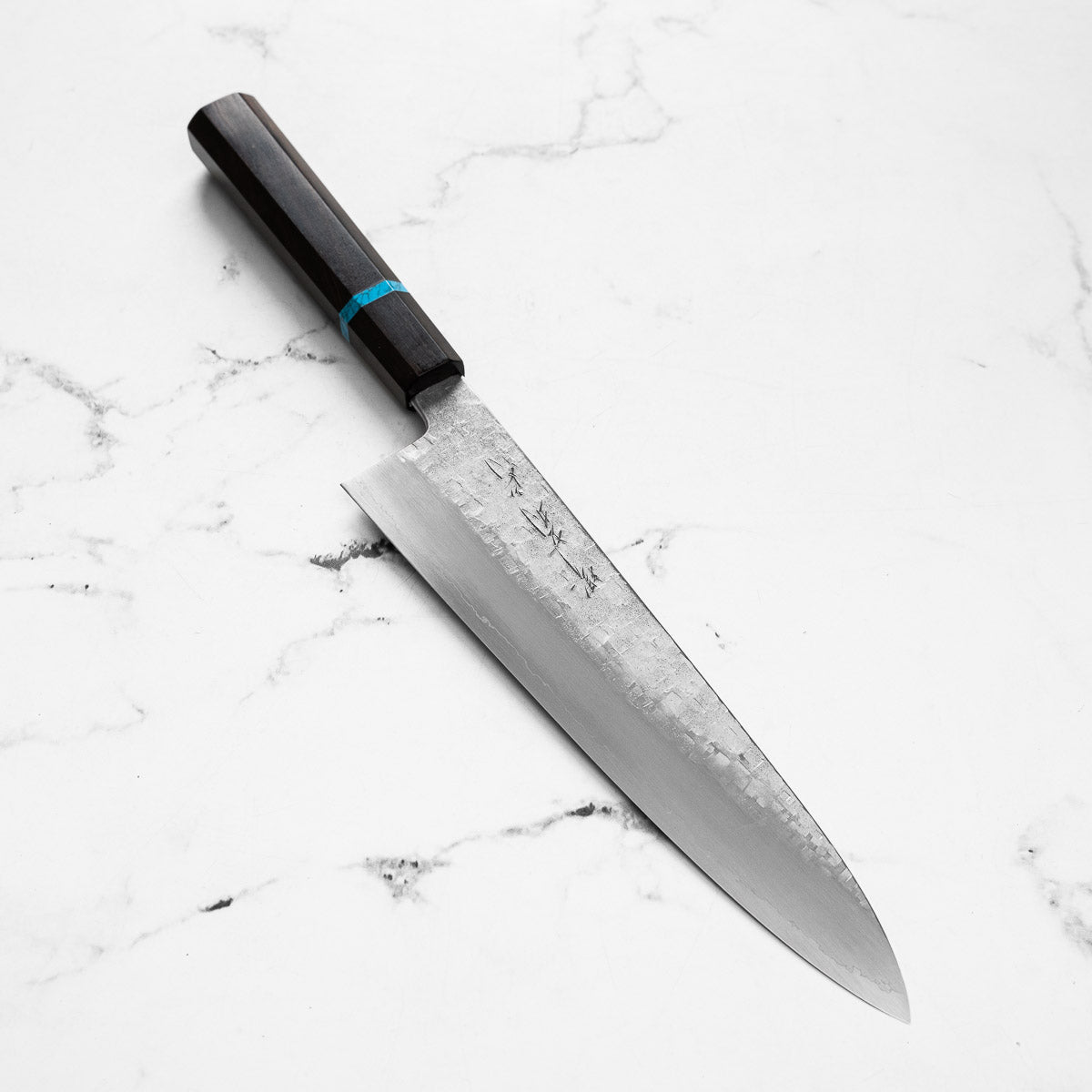 Satoshi Nakagawa Ginsan Tsuchime Gyuto 240mm - Ebony Turquoise