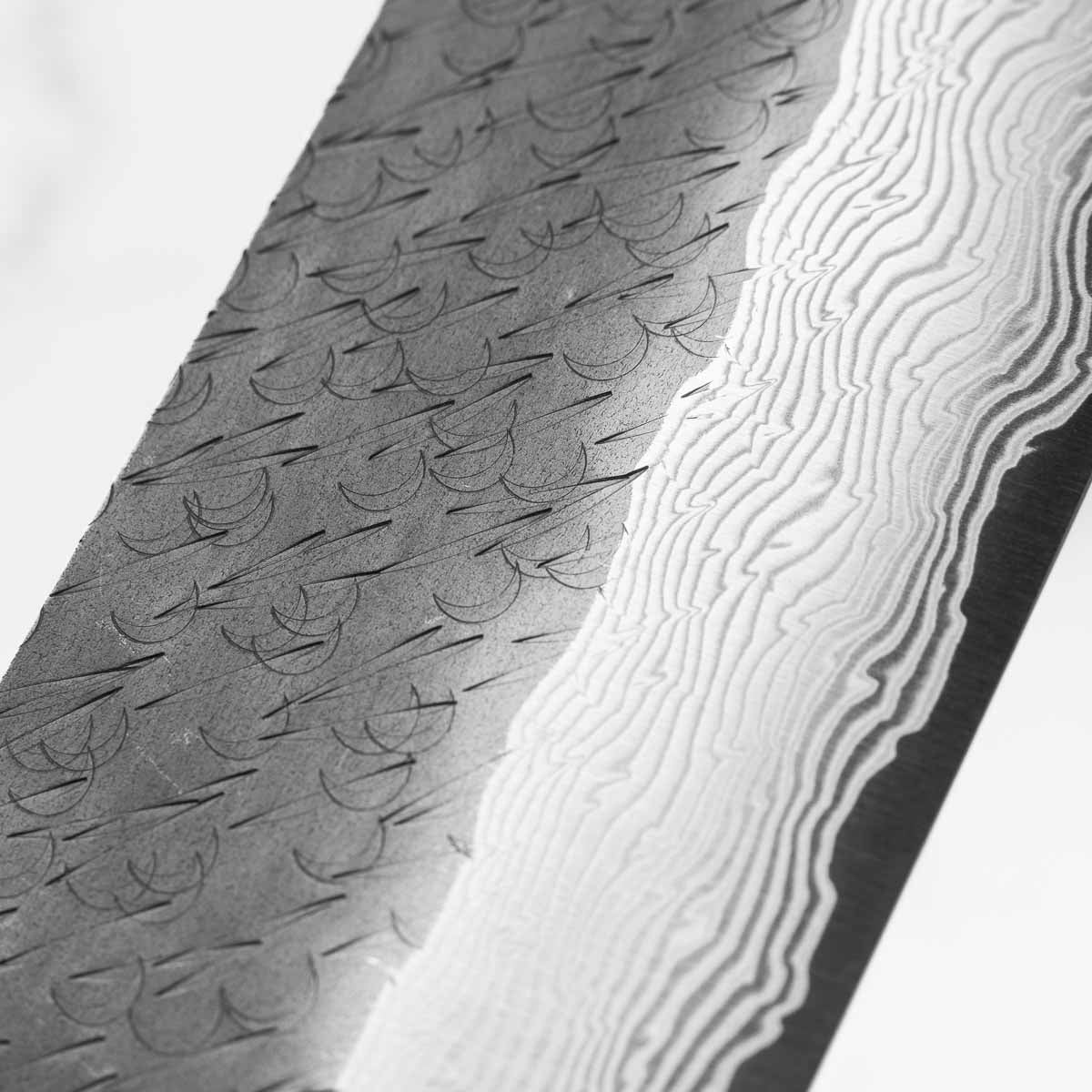 Nigara Hamono SGSTRIX Kurouchi Tsuchime Damascus Nakiri 180mm - Mono Ebony