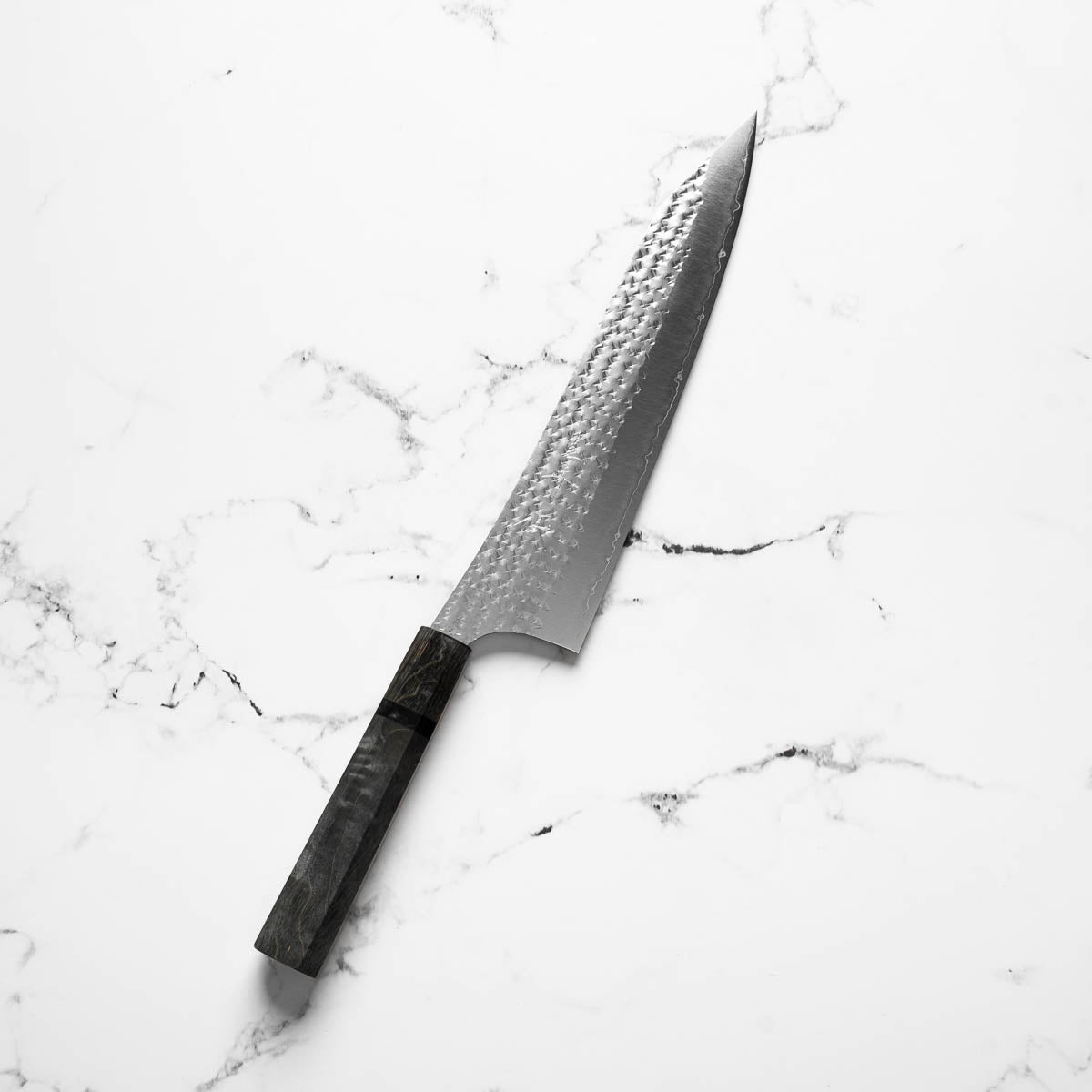 Yu Kurosaki SG2 Senko Gyuto 240mm - Dark Maple - angled view