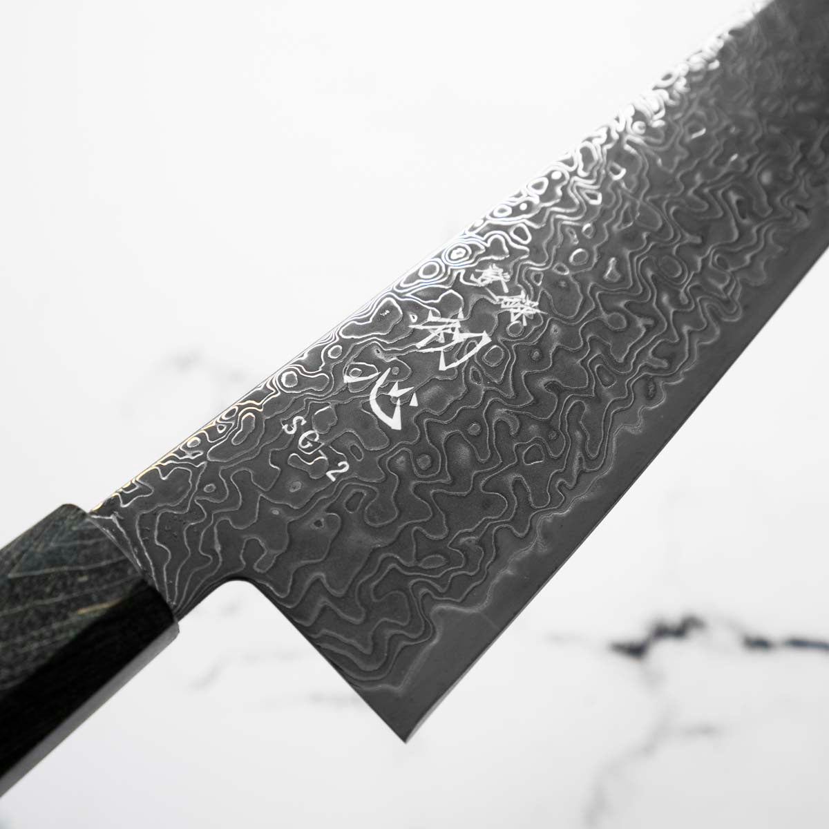 Hatsukokoro Ryuhyo Kurozome SG2 Damascus Kiritsuke Gyuto 210mm - Maple Turquoise