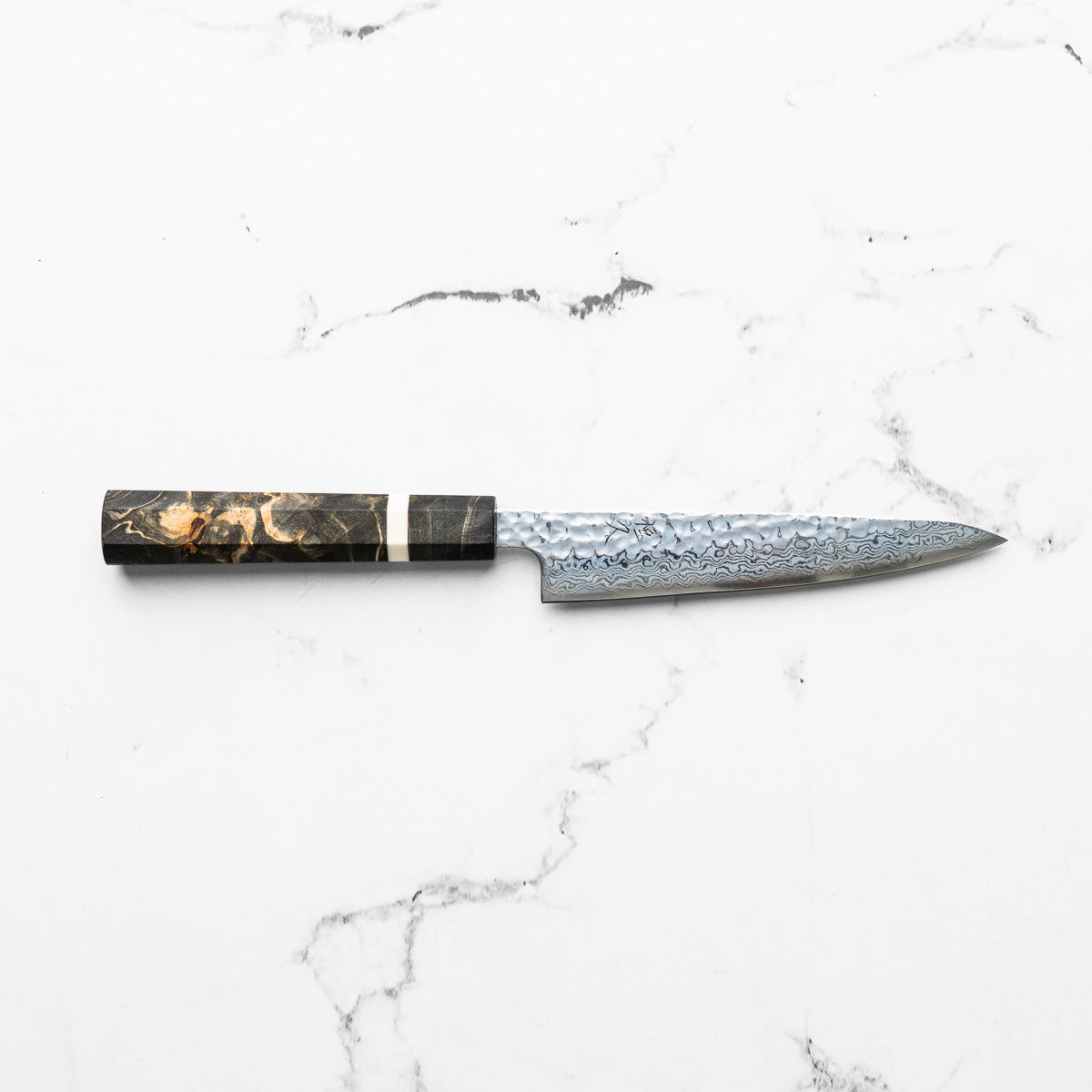 Tsunehisa Ginsan Geppaku Petty 135mm - Dyed Maple w/White Stripe