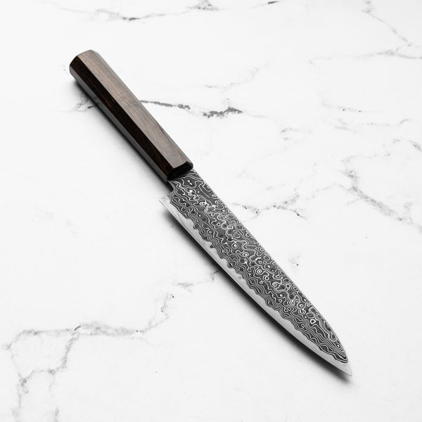 Hatsukokoro Ryuhyo Kurozome SG2 Damascus Petty 150mm - Ebony