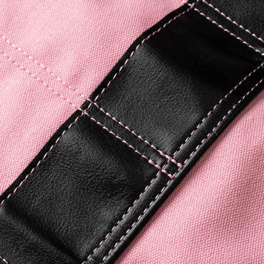 Habitat Canvas Knife Roll - 6 Slot - Pastel Pink With Enamel Pins