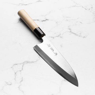 Sakai Kikumori Shironiko Deba 180mm - Magnolia & Black