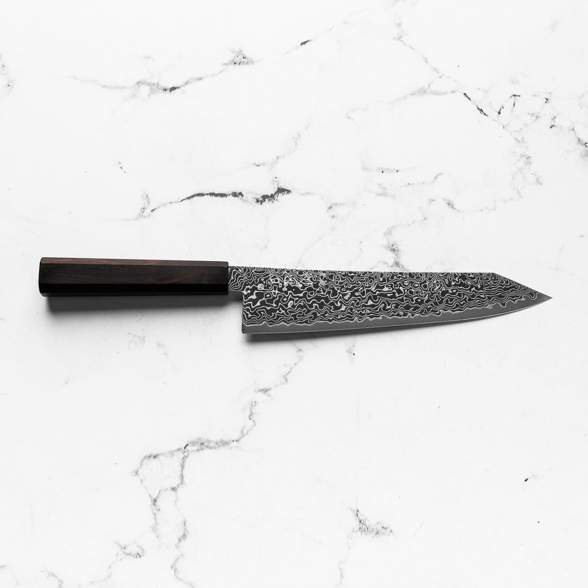 Hatsukokoro Ryuhyo Kurozome SG2 Damascus Kiritsuke Gyuto 210mm - Ebony