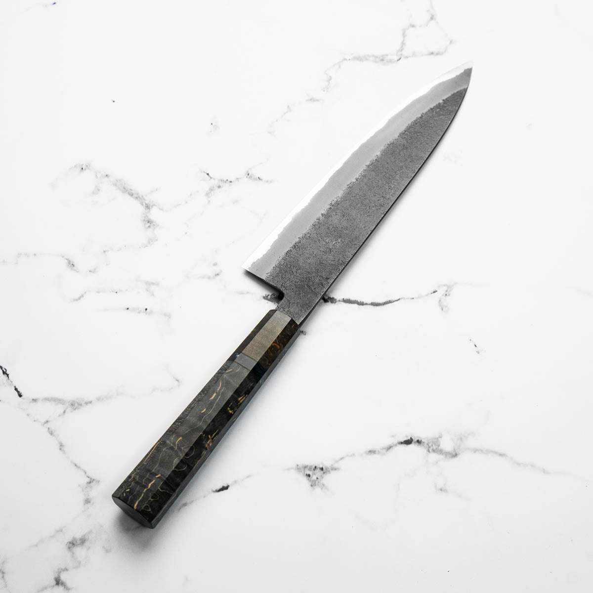 Mutsumi Hinoura Ajikataya White 2 SS Clad Gyuto 210mm - Dark Maple