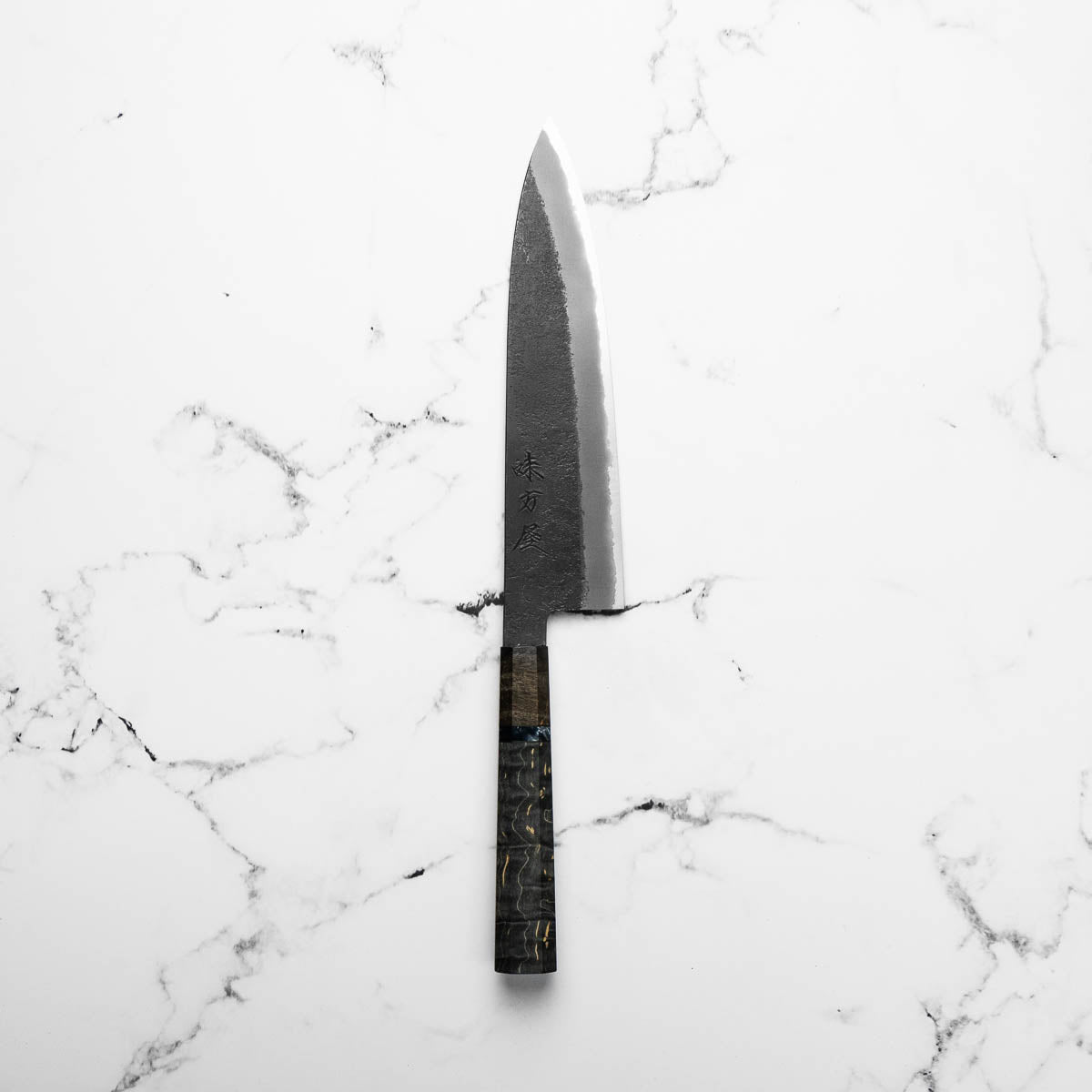 Mutsumi Hinoura Ajikataya White 2 SS Clad Gyuto 210mm - Dark Maple