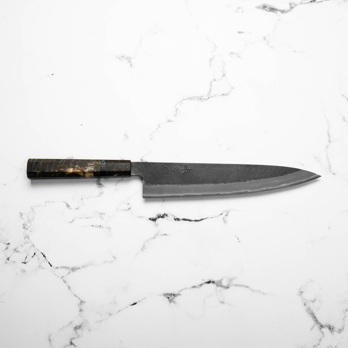 Mutsumi Hinoura Ajikataya White 2 SS Clad Gyuto 240mm - Dark Maple