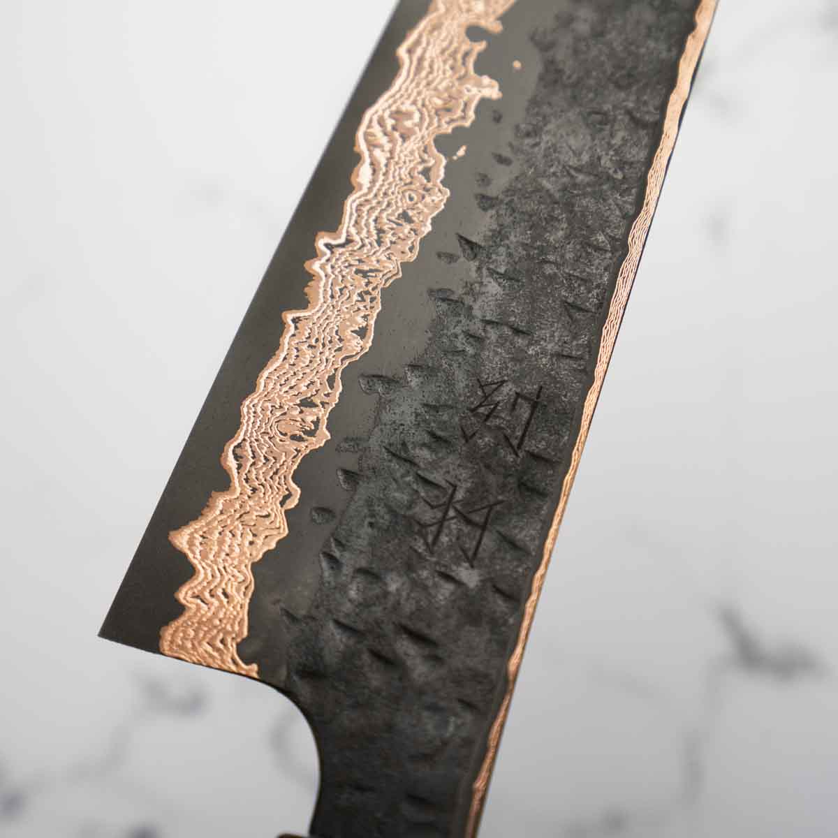 Hatsukokoro Yorokobi Kurouchi SLD Damascus Tsuchime Kiritsuke Gyuto 240mm - Dark Maple