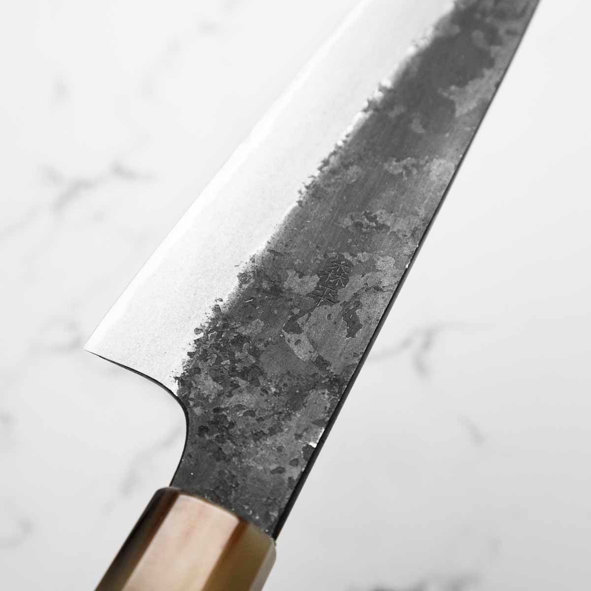Morihei Kyomitsu Blue 2 Kurouchi Gyuto 210mm - Ebony & Blonde