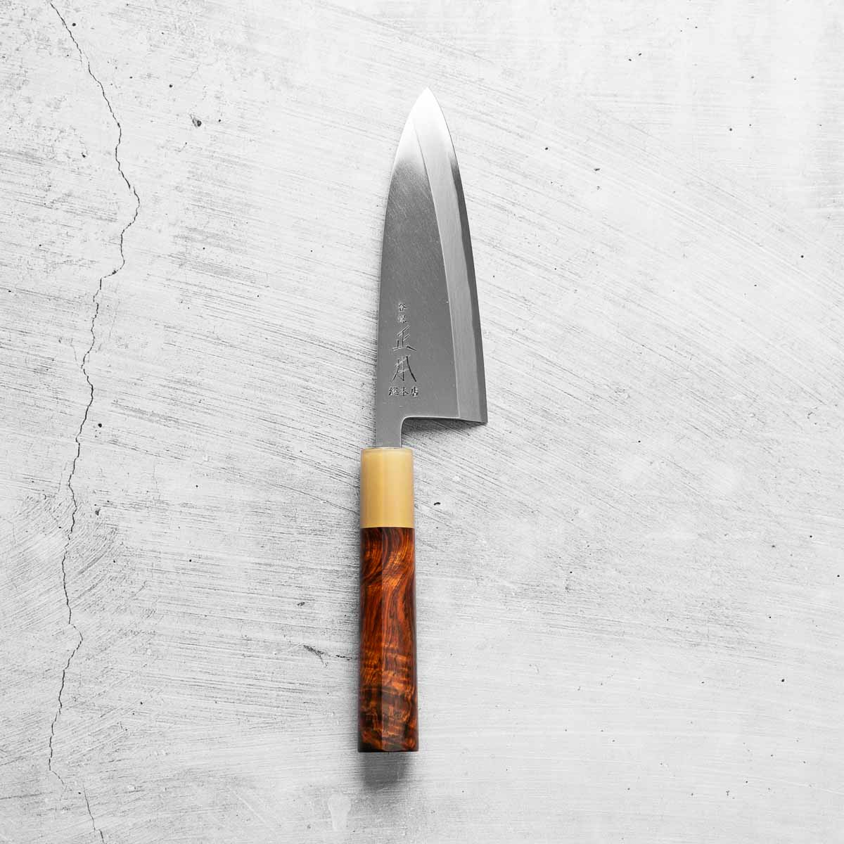 Masamoto Sohonten Blue 2 Deba 150mm - Siamese Rosewood & Blonde