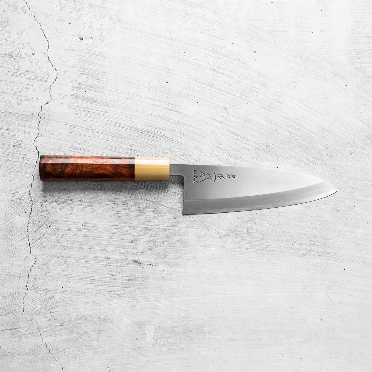 Masamoto Sohonten Blue 2 Deba 150mm - Siamese Rosewood & Blonde