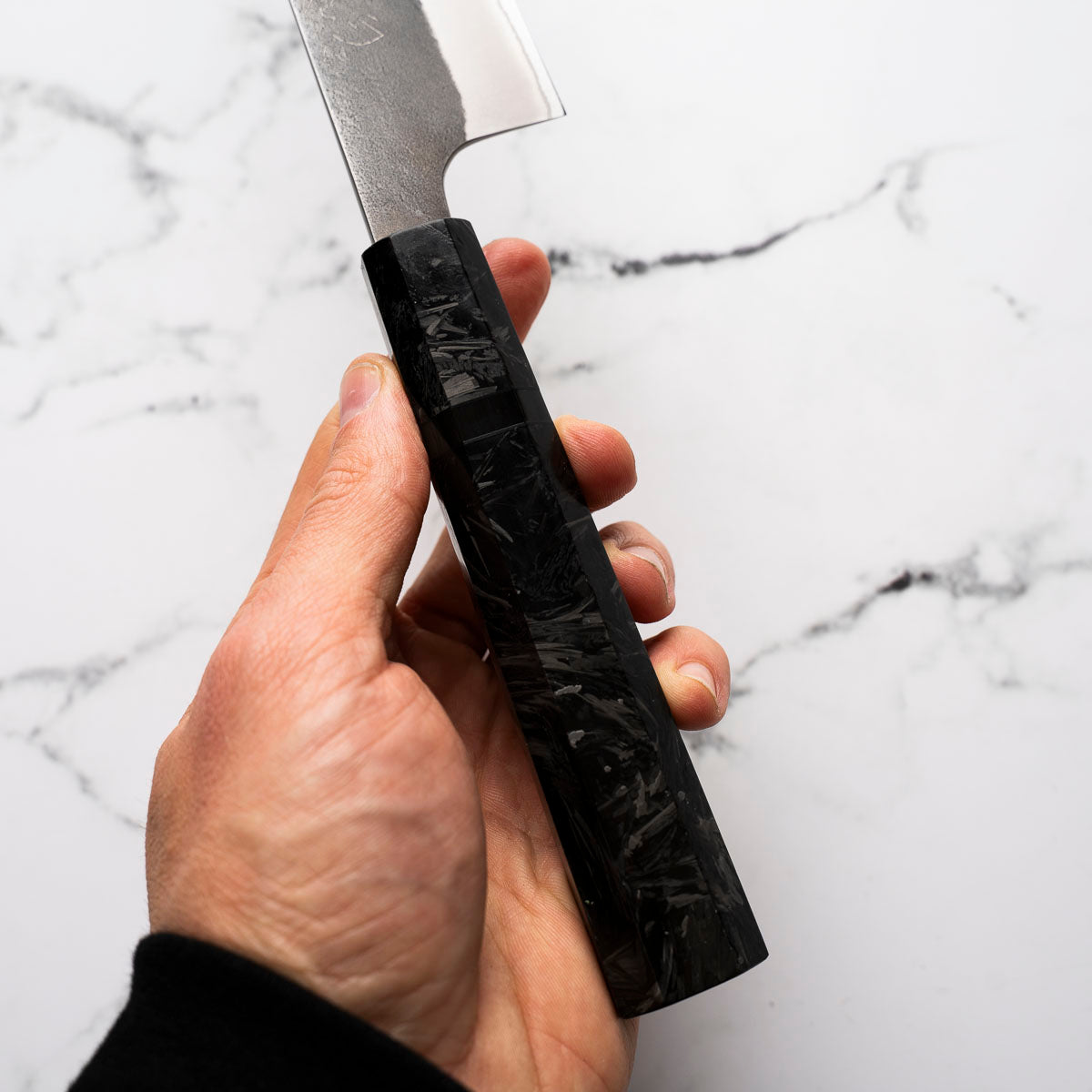Yoshikane (Hatsukokoro) White 2 Kurouchi Nashiji Sujihiki 240mm - Dark Carbon Fibre - view 9