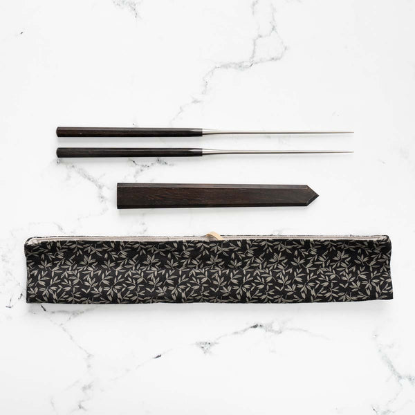 Hatsukokoro Ebony Moribashi Plating Chopsticks - 165mm