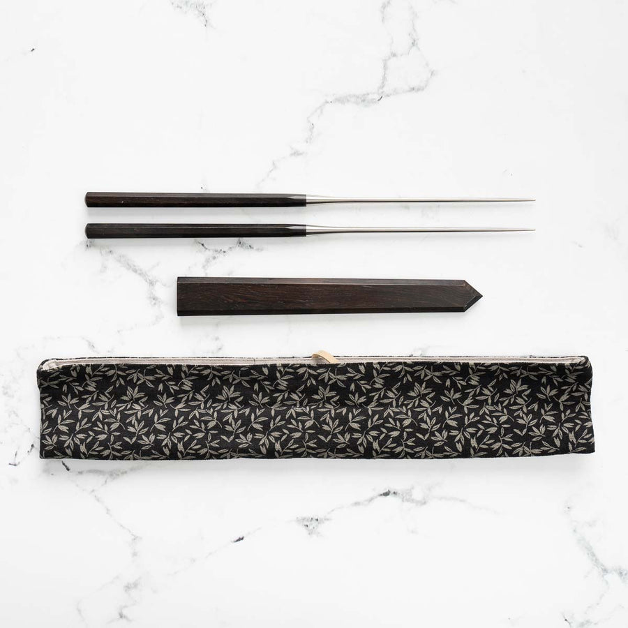 Hatsukokoro Ebony Moribashi Plating Chopsticks - 180mm
