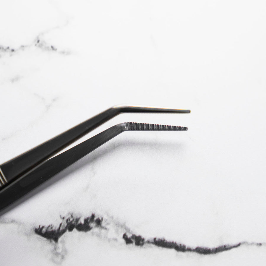 Curved Tip Plating Tweezer 20cm - Black - detail view