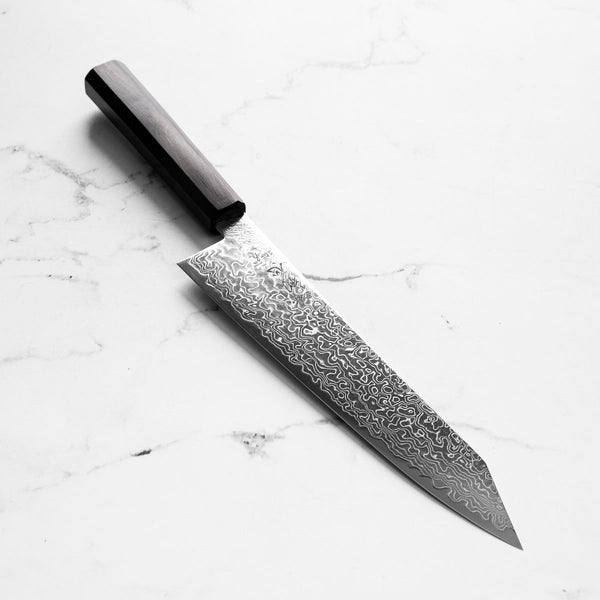 Hatsukokoro Ryuhyo Migaki SG2 Damascus Kiritsuke Gyuto 210mm - Ebony