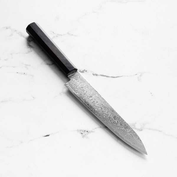 Hatsukokoro Ryuhyo Migaki SG2 Damascus Petty 150mm - Ebony