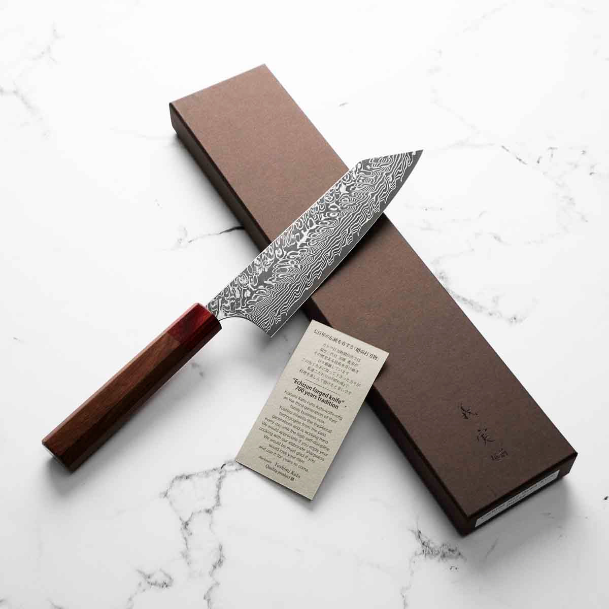 義実　加藤　sg2 菜切り165mm Yoshimi Kato SG2 Damascus Bunka 165mm – Chefs Edge - Handmade