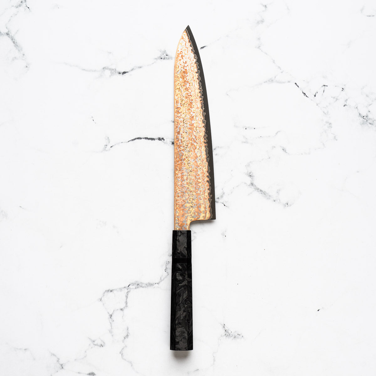 Hatsukokoro Hinotori V-Toku 2 Rainbow Damascus Gyuto 240mm - Dark Carbon Fibre