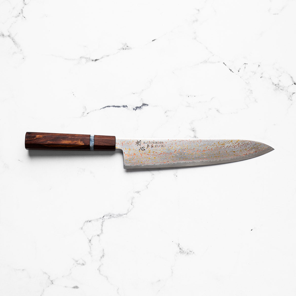 Hatsukokoro Kujaku V-Toku 2 Rainbow Damascus Gyuto 210mm - Sandalwood