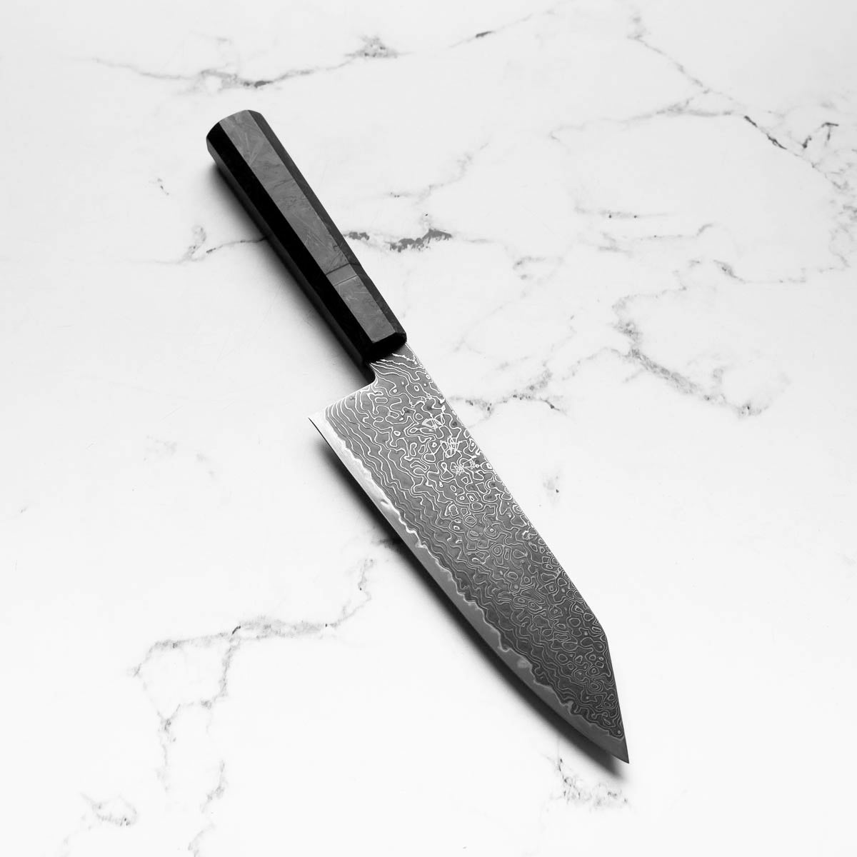 Hatsukokoro Ryuhyo Kurozome SG2 Damascus Bunka 180mm - Dark Carbon Fibre