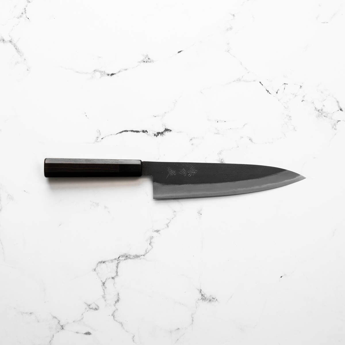 Mutsumi Hinoura Ajikataya White 2 Gyuto 210mm - Ebony & Black Horn