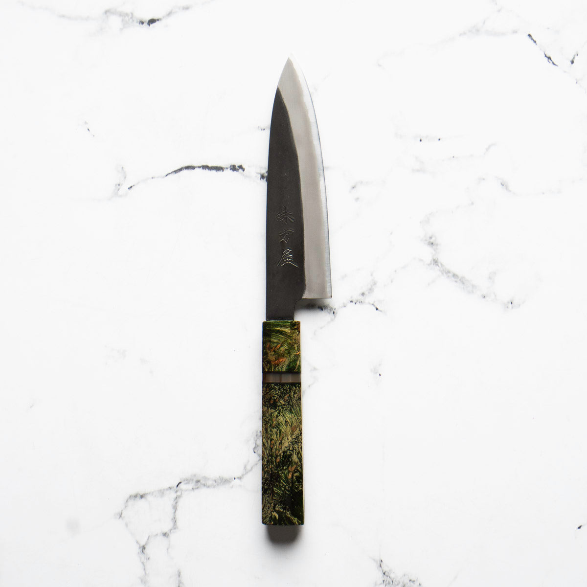 Mutsumi Hinoura Ajikataya White 2 SS Clad Petty 135mm - Resin (Green)