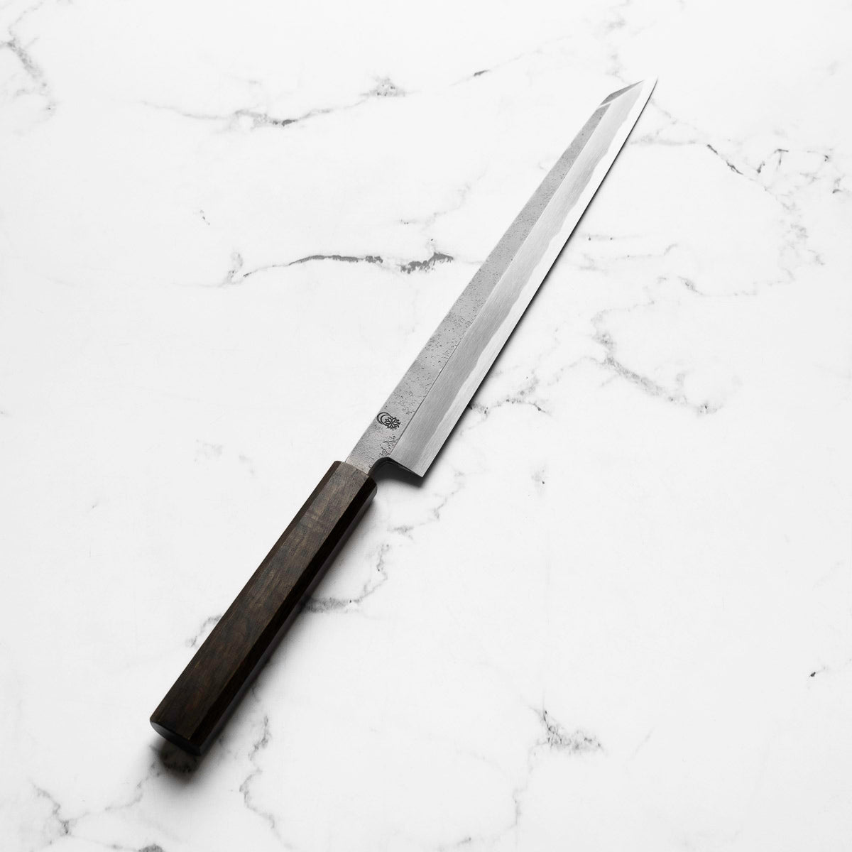 Sakai Kikumori "Kikuzuki Rin" Kiritsuke Yanagiba 270mm - angled view