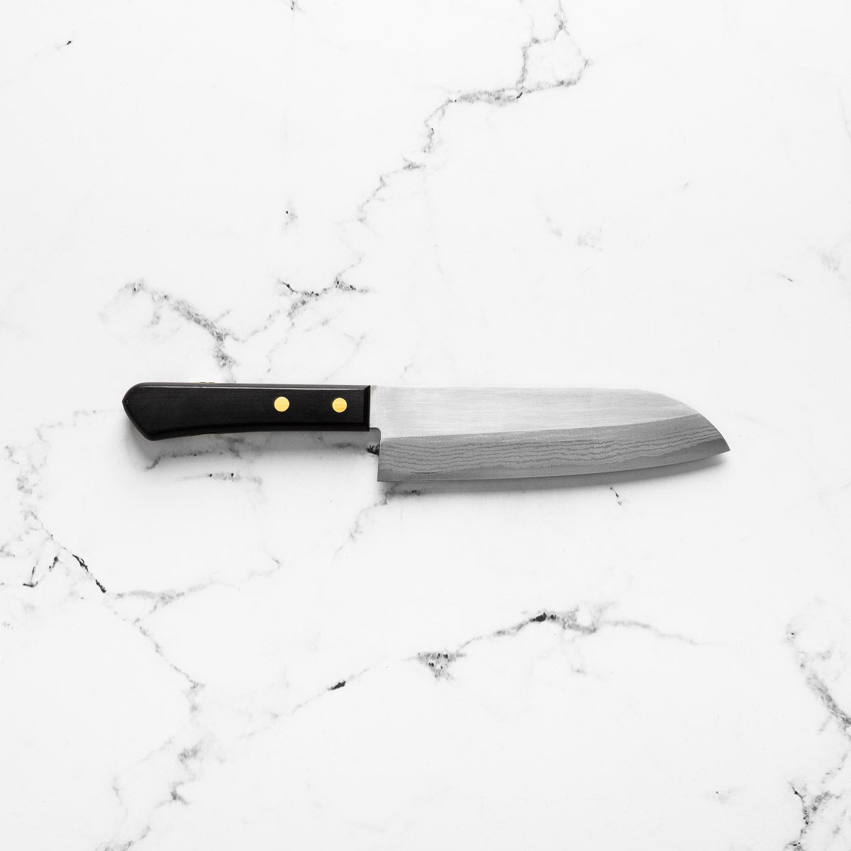 Shibamasa VG5 Damascus Santoku - Black Handle