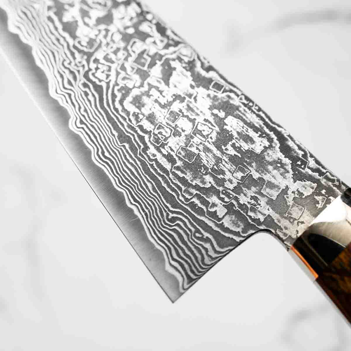 Shigeki Tanaka R2 Damascus Gyuto 180mm - Western Ironwood - view 6