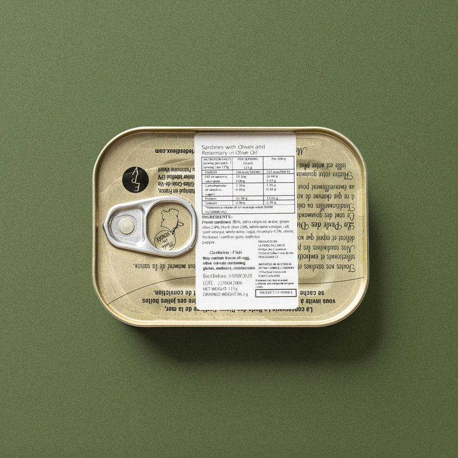 La Perle - des Dieux Sardines with Sliced Olives and Rosemary