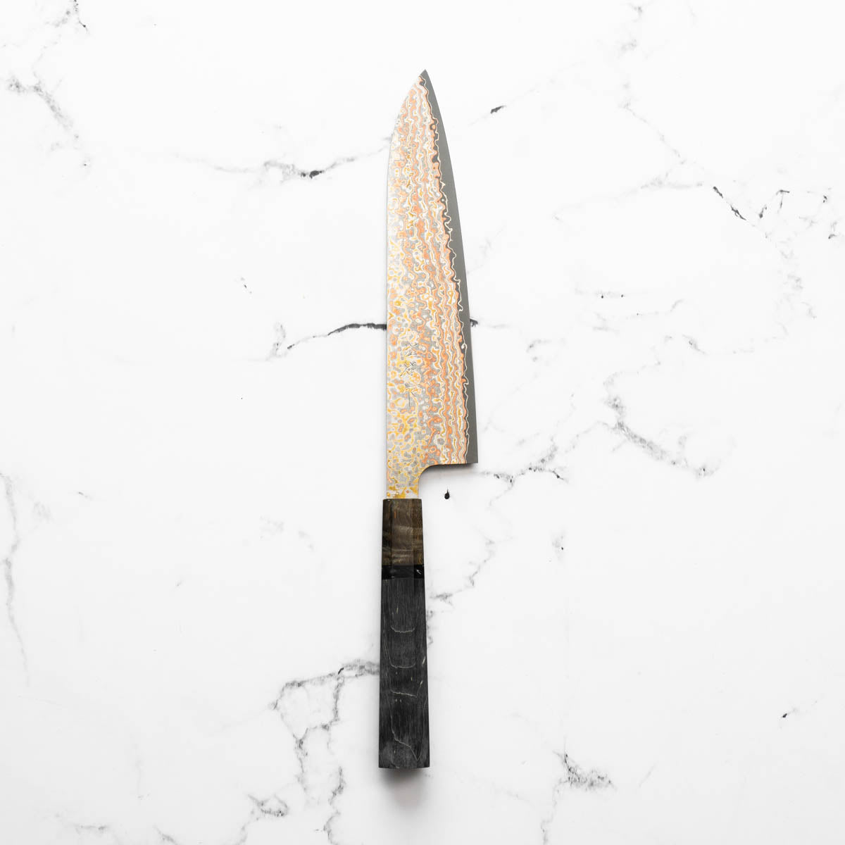 Takeshi Saji VG10-W Nashiji Rainbow Damascus Gyuto 210mm - Dark Maple