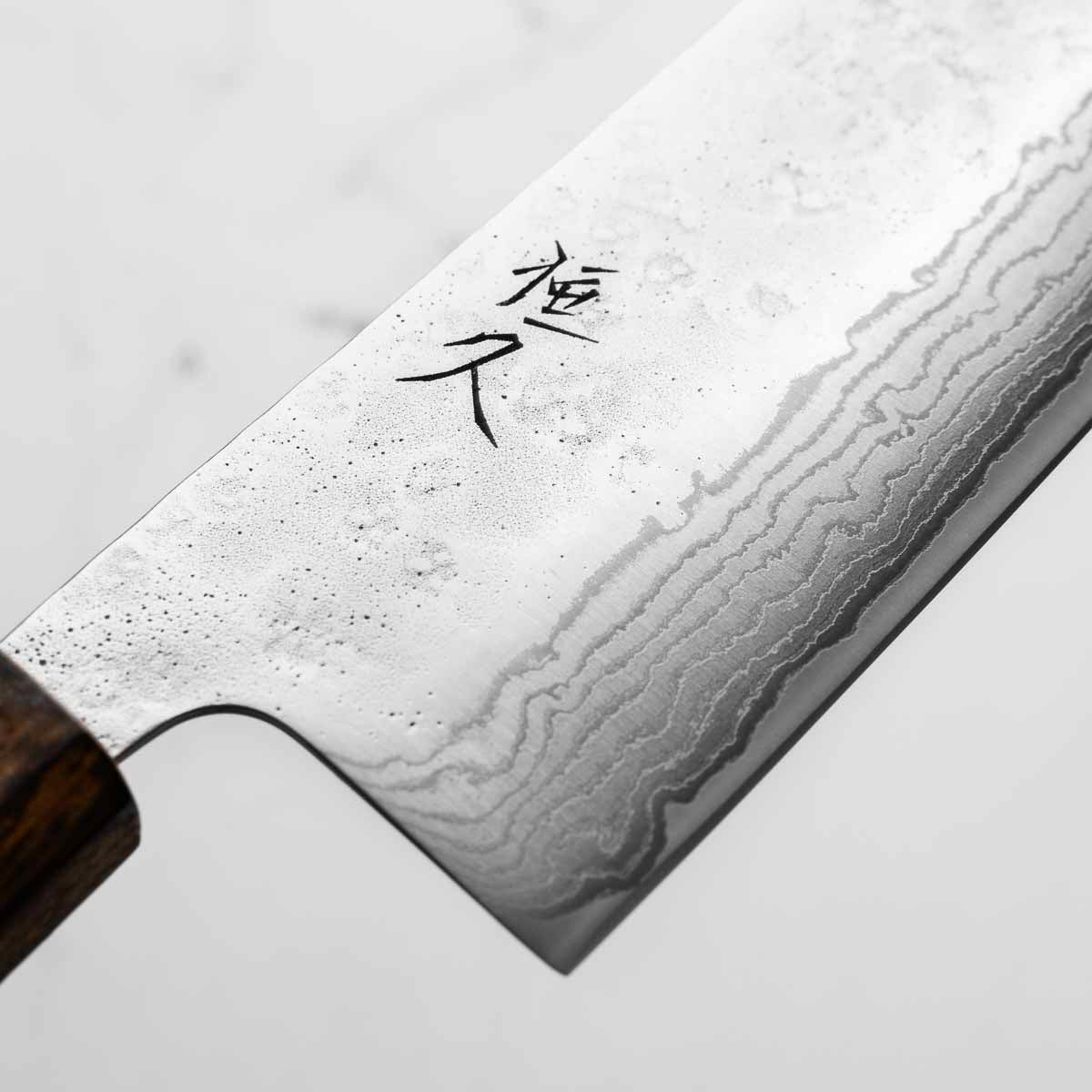 Tsunehisa 440C Damascus Tsuchime Nakiri 165mm