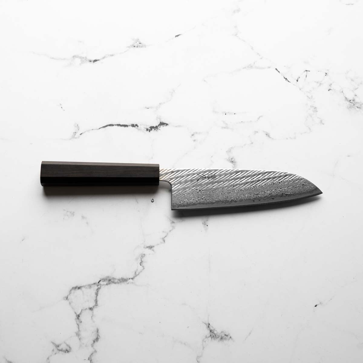 Tsunehisa AUS-10 Nawame Tsuchime Santoku 165mm - Ebony