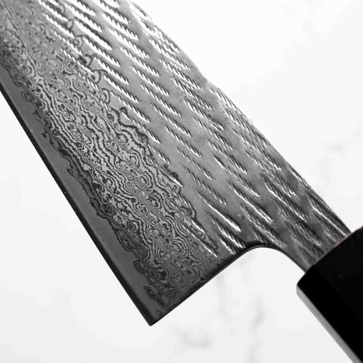 Tsunehisa AUS-10 Nawame Tsuchime Santoku 165mm - Ebony