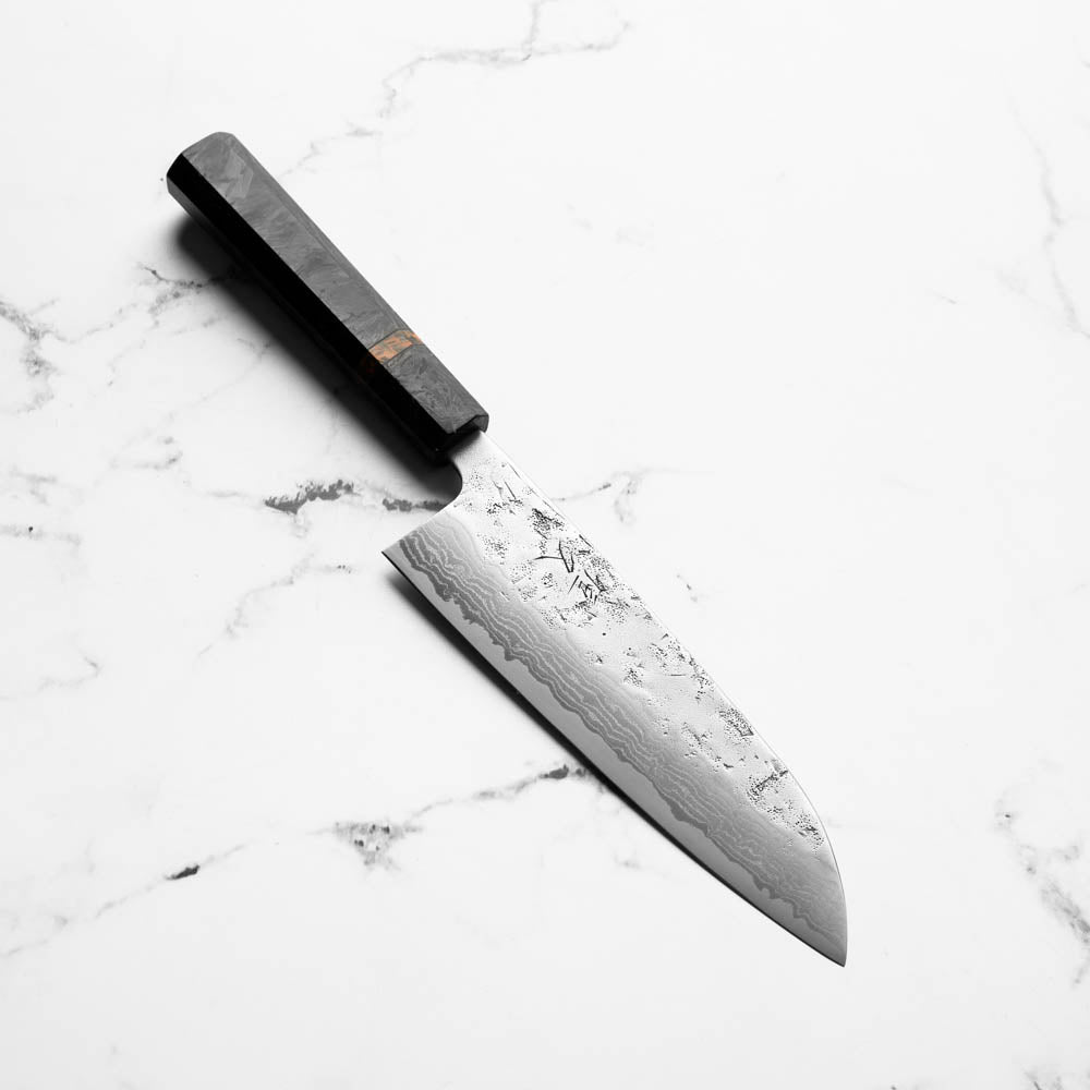 Tsuna Tsunehisa Swedish Stainless Washiji Santoku 165mm - Carbon Fibre